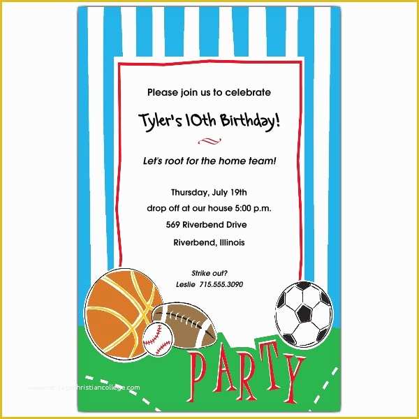 Free Printable Sports Birthday Invitation Templates Of Free Printable Sports Birthday Invitations