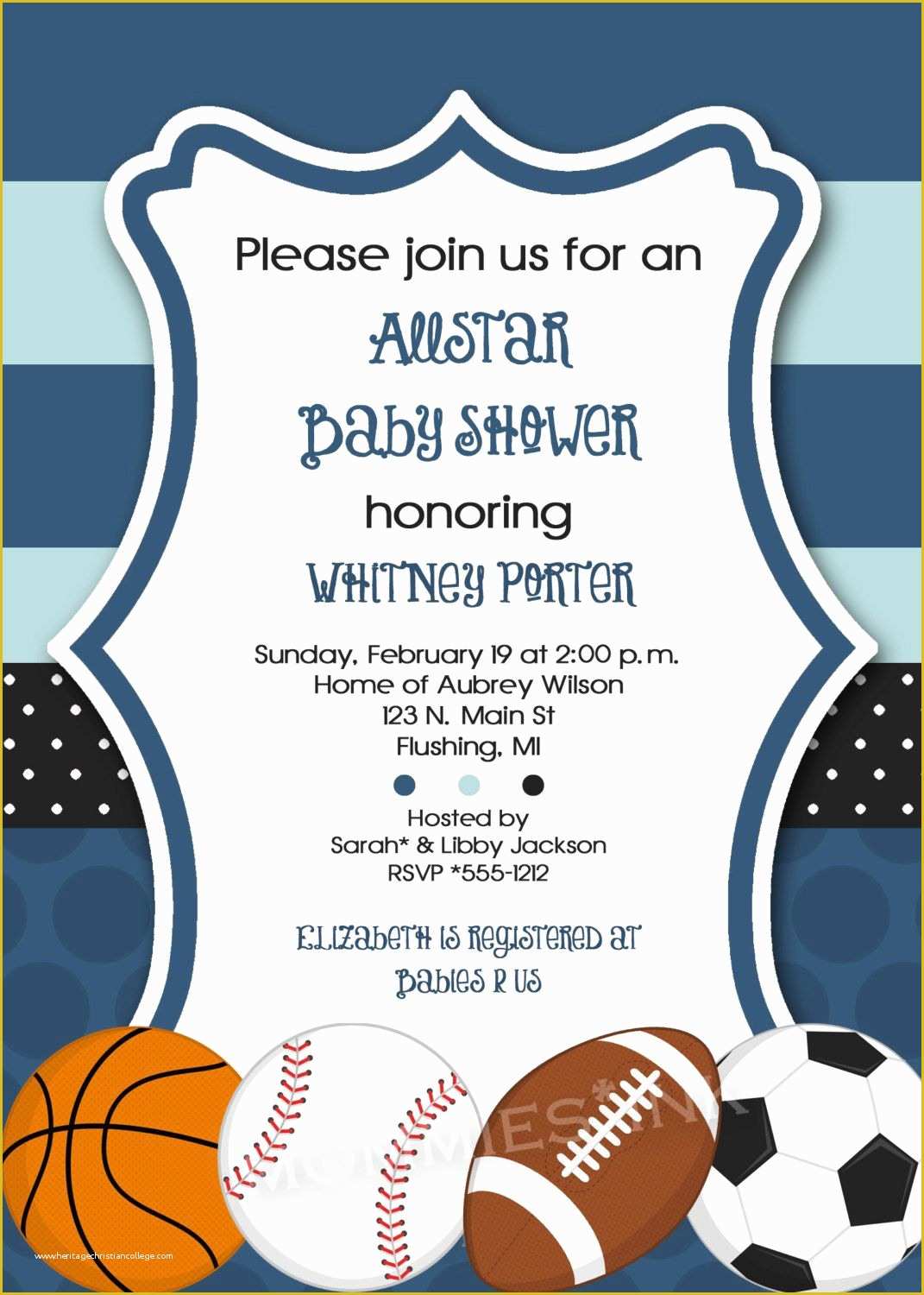 Free Printable Sports Birthday Invitation Templates Of Mod Allstar Sports theme Baby Shower Invitation All Star