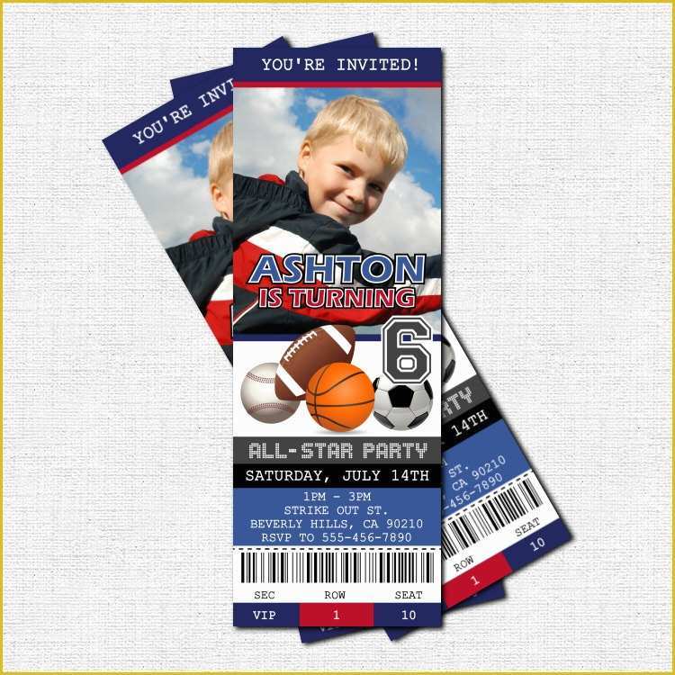 Free Printable Sports Birthday Invitation Templates Of Sports Ticket Invitations All Star Birthday Party by