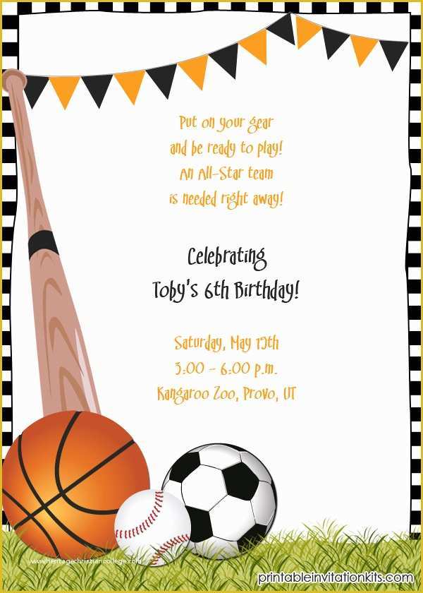 Free Printable Sports Birthday Invitation Templates Of Sporty Kid Invitation ← Wedding Invitation Templates