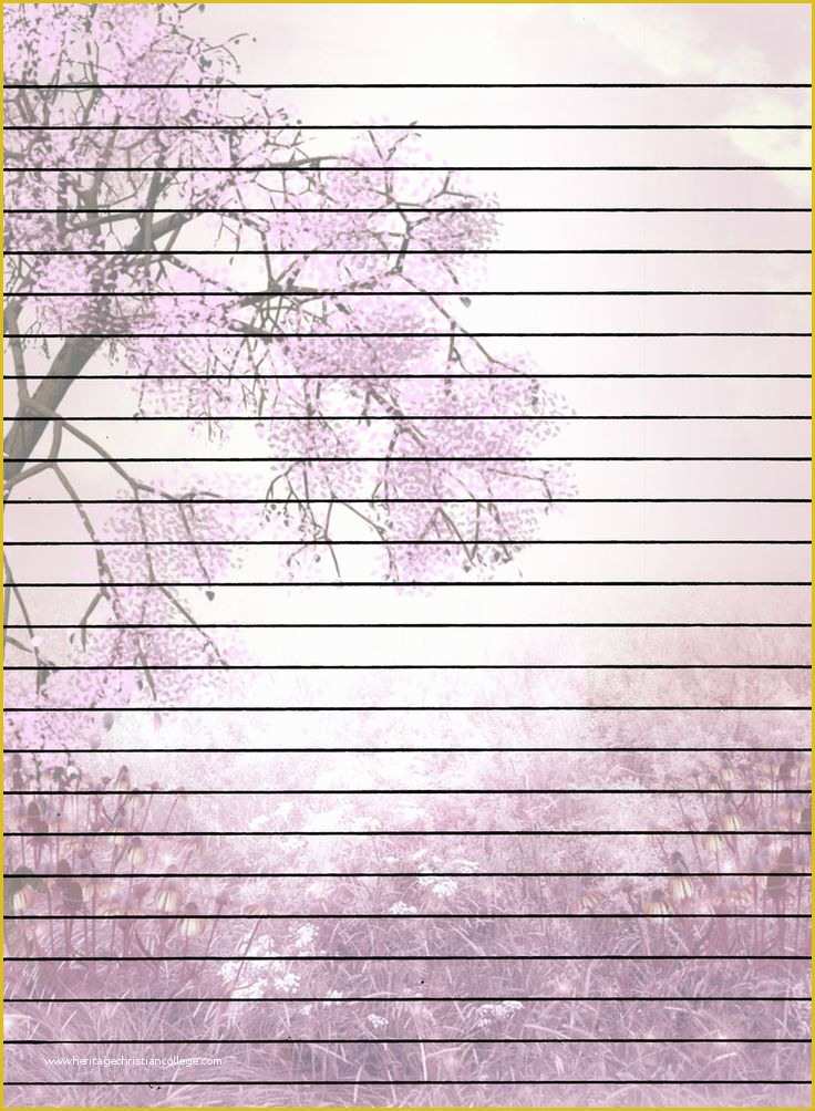 Free Printable Stationery Templates Of Tree with Flowers Lined Printable Stationary