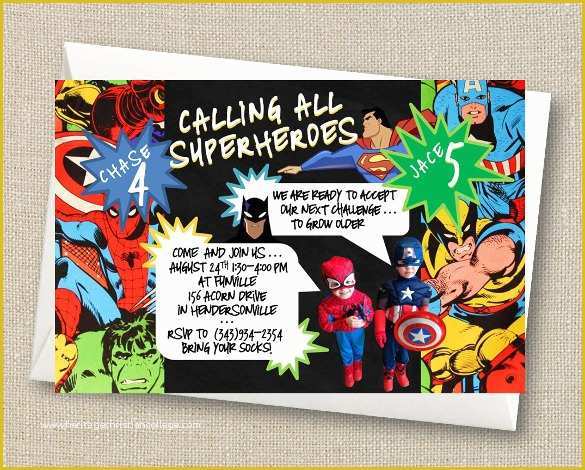 Free Printable Superhero Birthday Invitation Templates Of 21 Superhero Birthday Invitations Psd Vector Eps Ai