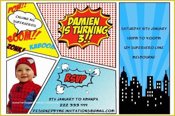 Free Printable Superhero Birthday Invitation Templates Of 30 Superhero Birthday Invitation Templates Psd Ai