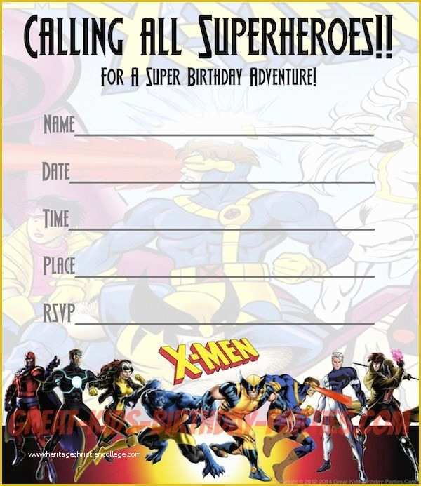 Free Printable Superhero Birthday Invitation Templates Of Free X Men Party Invitations Print these Fun