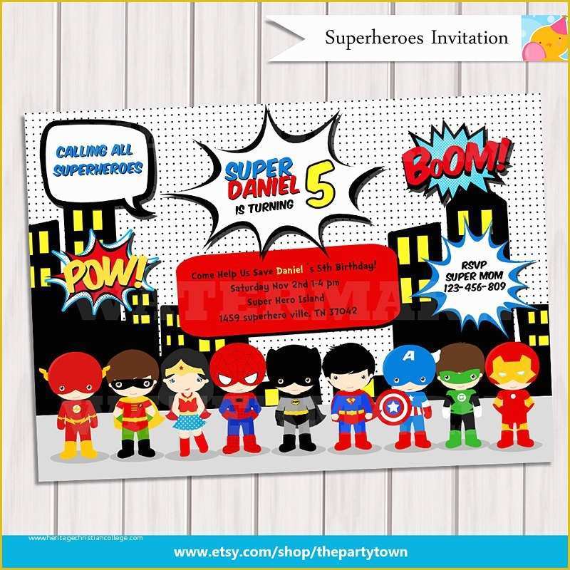 Free Printable Superhero Birthday Invitation Templates Of Super Hero Birthday Party Pop Art Superhero Invitation