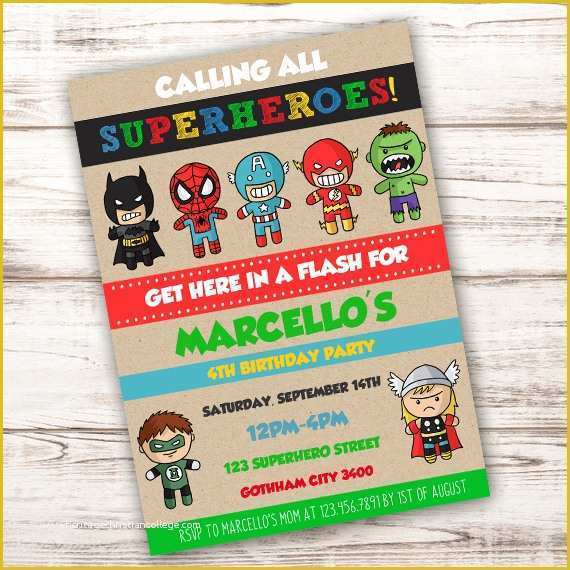Free Printable Superhero Birthday Invitation Templates Of Superhero Birthday Party Invitation Template Edit with
