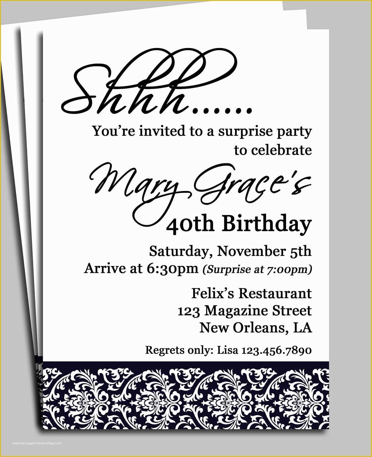 Free Printable Surprise Birthday Invitation Templates