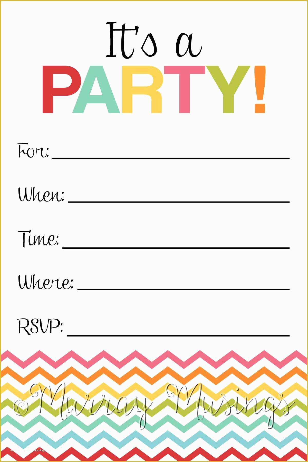 Free Printable Surprise Birthday Invitations Template Of Chevron Fill In the Blank Birthday Party Invitation