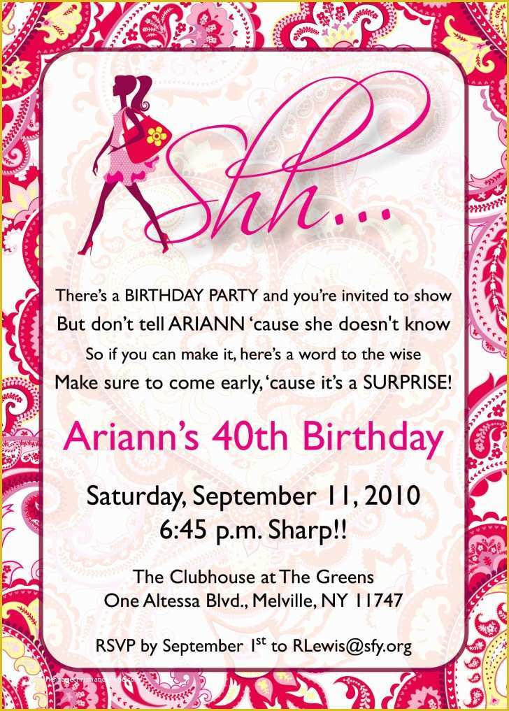 Free Printable Surprise Birthday Invitations Template Of Free Printable Surprise Birthday Invitations