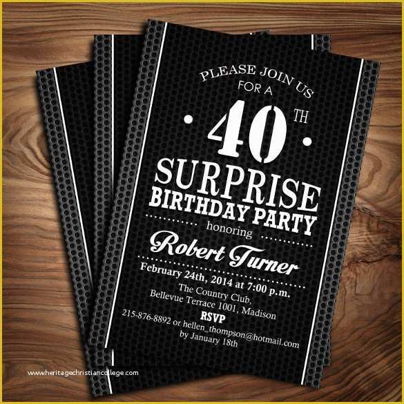 Free Printable Surprise Party Invitation Templates Of 24 40th Birthday Invitation Templates – Psd Ai