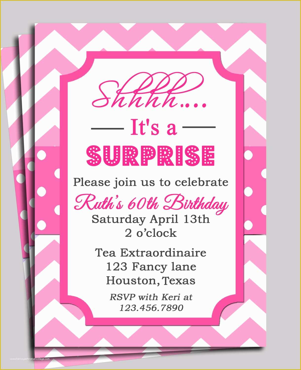 Free Printable Surprise Party Invitation Templates Of Chevron 