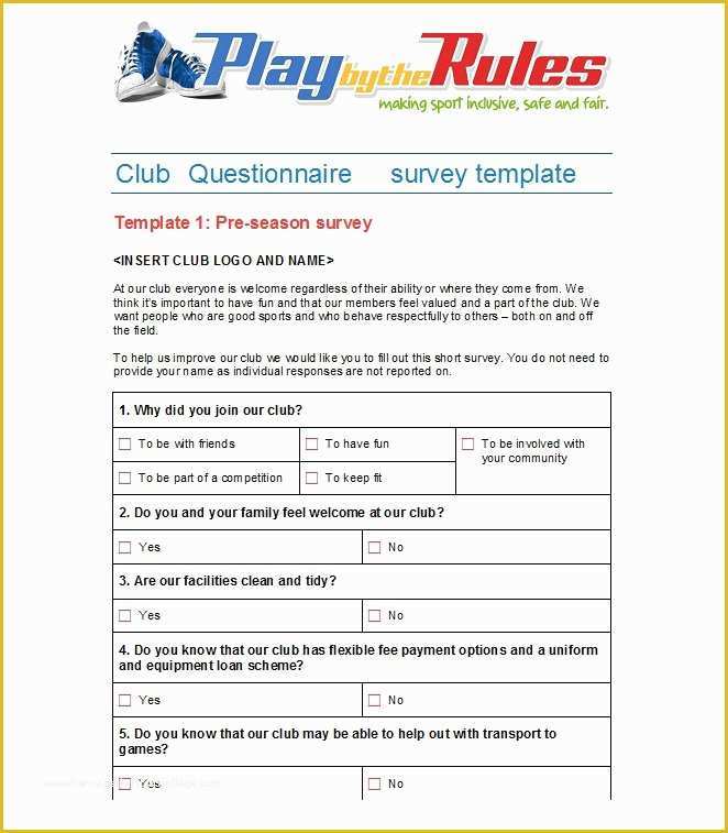 Free Printable Survey Template Of 33 Free Questionnaire Templates Word