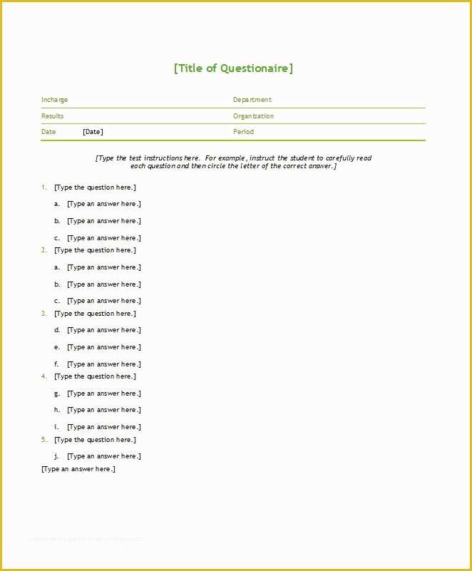 Free Printable Survey Template Of 33 Free Questionnaire Templates Word Free Template