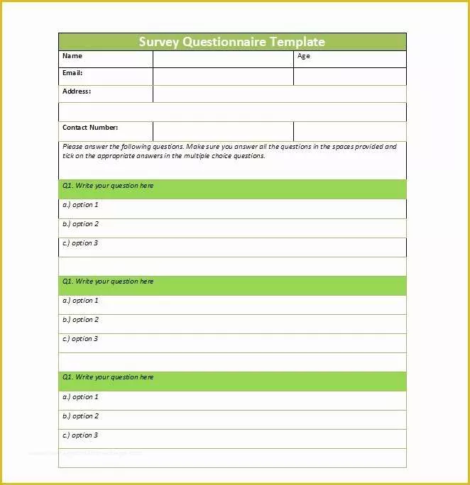 Free Printable Survey Template Of 33 Free Questionnaire Templates Word Free Template