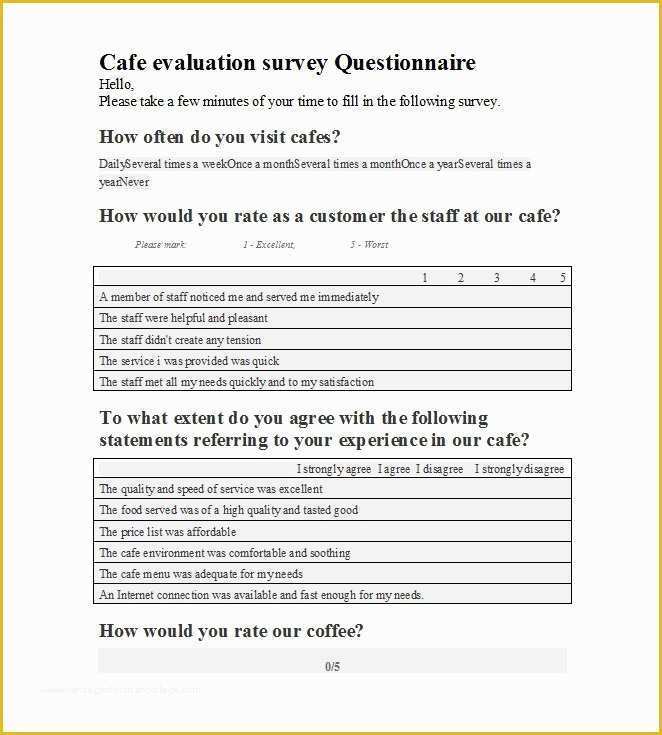 Free Printable Survey Template Of 33 Free Questionnaire Templates Word Free Template