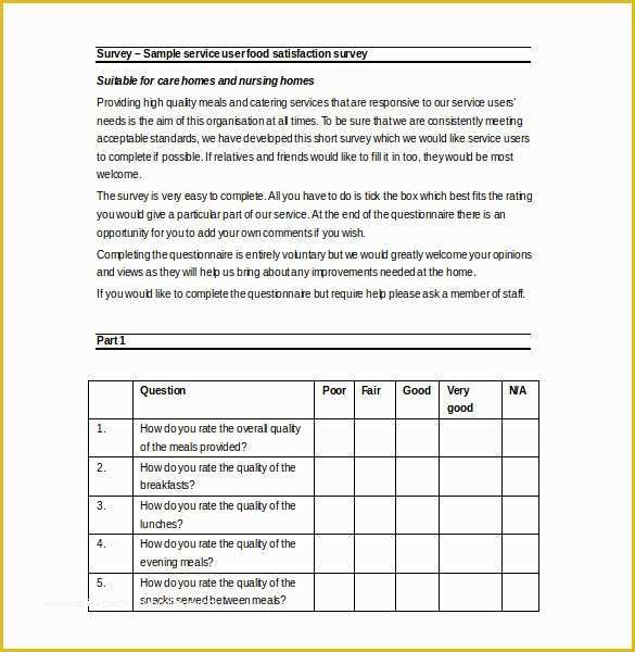 Free Printable Survey Template Of 39 Word Survey Templates Free Download