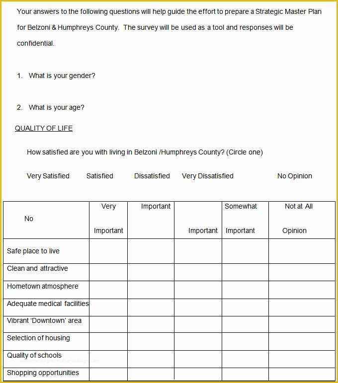 Free Printable Survey Template Of Blank Survey Template