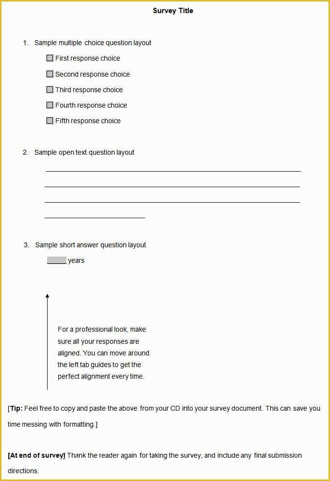 Free Printable Survey Template Of 33 Free Questionnaire Templates Word 