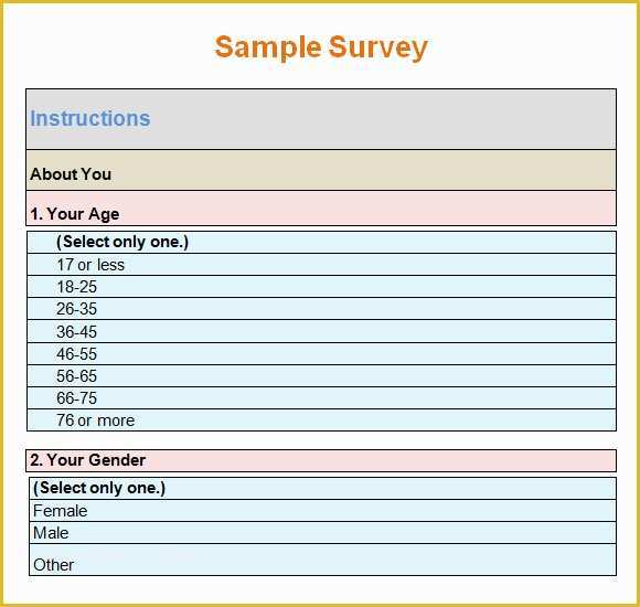 Free Printable Survey Template Of Sample Blank Survey 6 Documents In Pdf Word