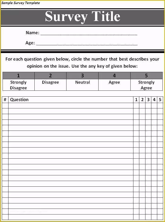 Free Printable Survey Template Of Sample Survey Template Best Word Templates