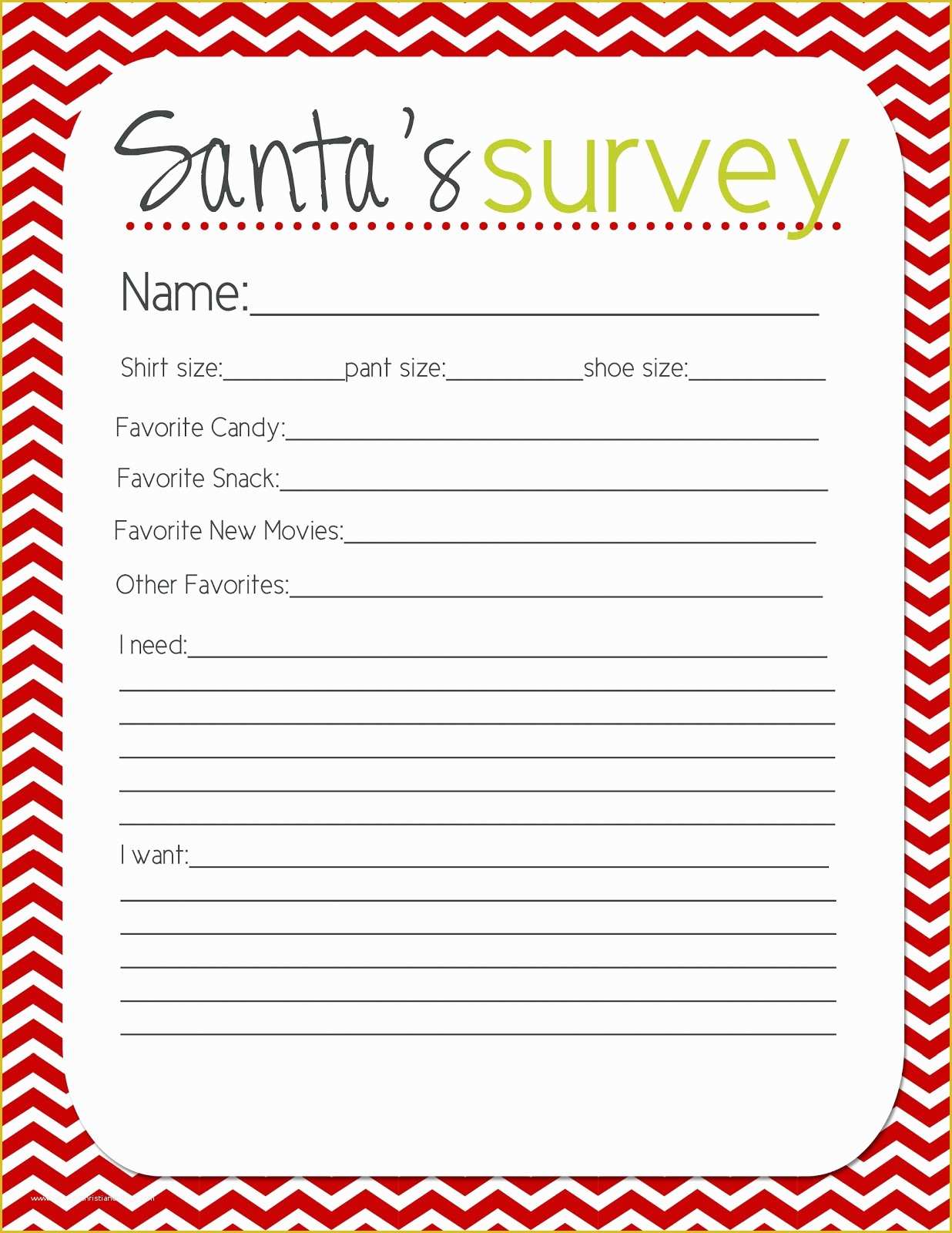 Free Printable Survey Template Of Santa S Survey Free Printable