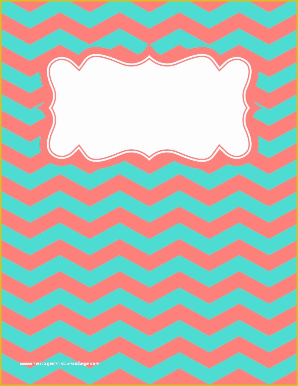 Free Printable Templates for Binders Of Free Printable Coral and Teal Chevron Binder Cover