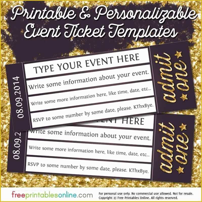 Free Printable Ticket Invitation Templates Of Admit E Gold event Ticket Template Free Printables