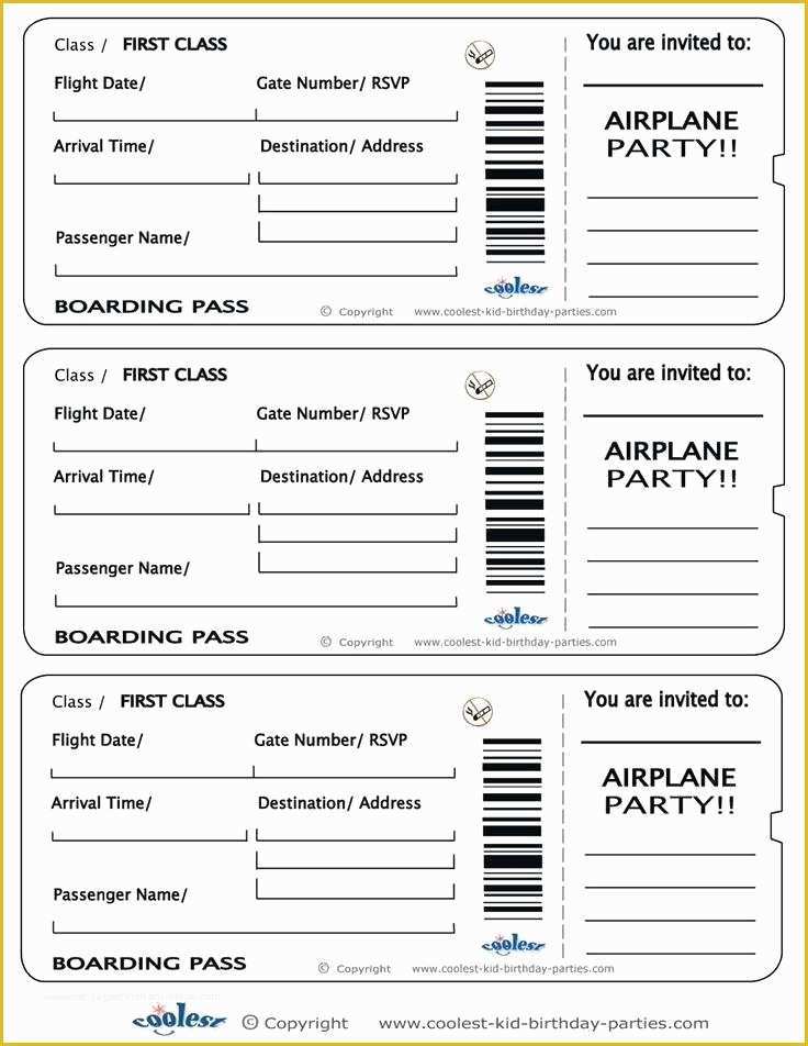 Free Printable Ticket Invitation Templates Of Airplane Ticket Template