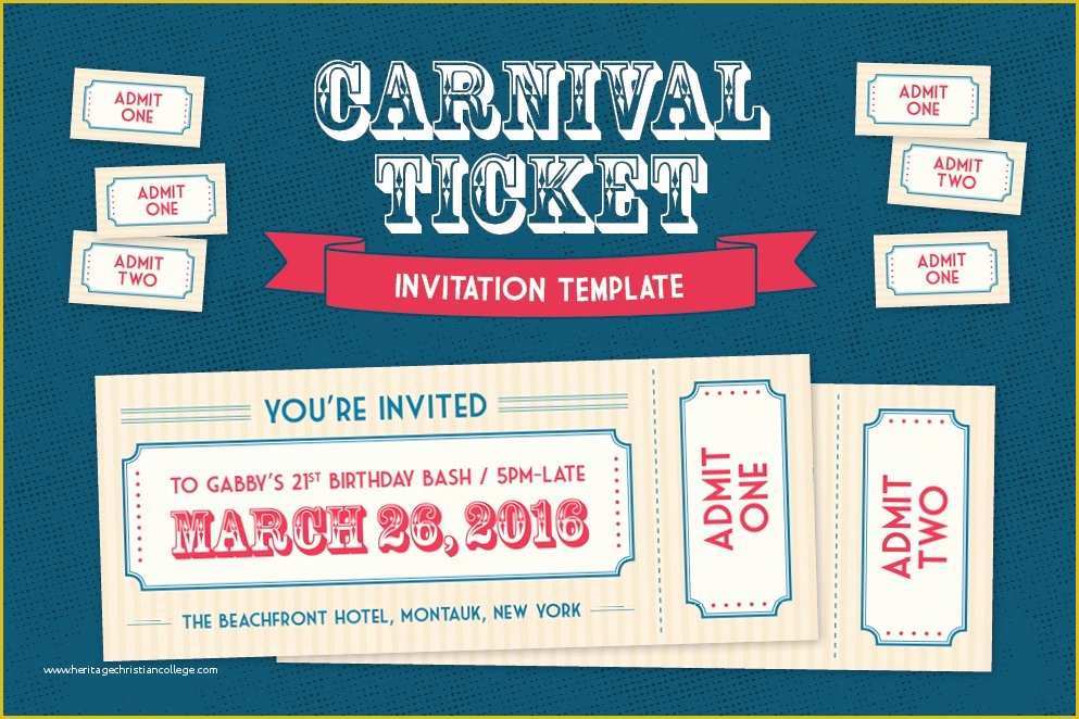 Free Printable Ticket Invitation Templates Of Carnival Ticket Invitation Template Invitation Templates