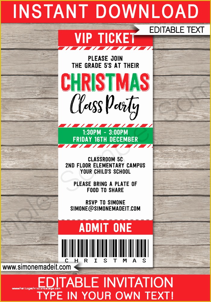 Free Printable Ticket Invitation Templates Of Christmas Party Ticket Invitations Template