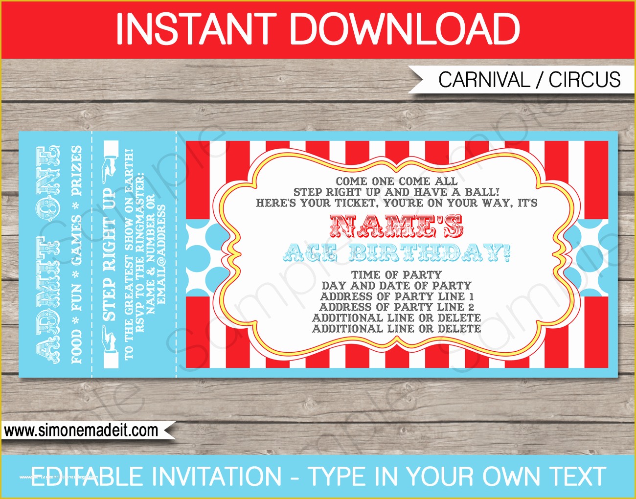 Free Printable Ticket Invitation Templates Of Circus Party Ticket Invitation Template