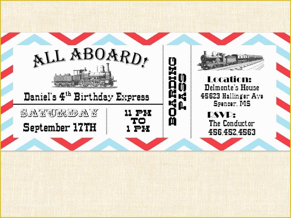 Free Printable Ticket Invitation Templates Of Free Printable Train Ticket Invitations