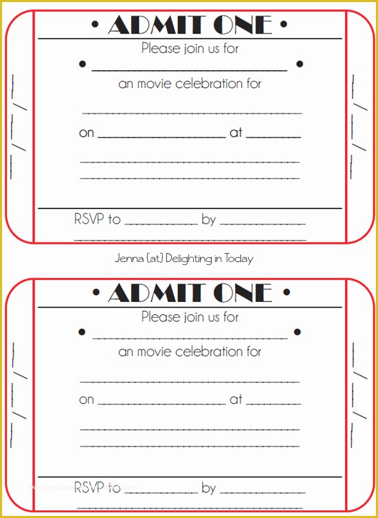 Free Printable Ticket Invitation Templates Of Movie Ticket Birthday Invitations Free Printable