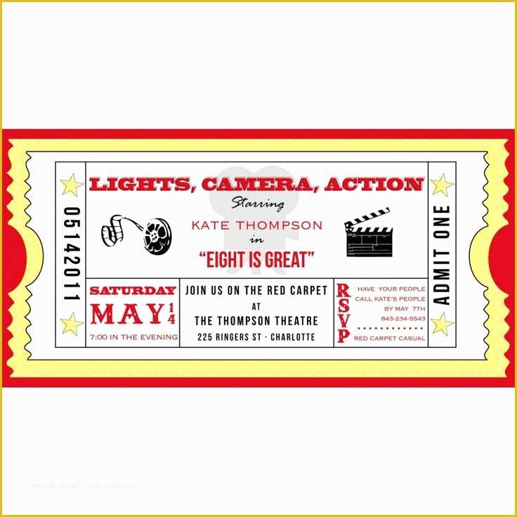 Free Printable Ticket Invitation Templates Of Movie Ticket Cinema Drive In Birthday Party Printable