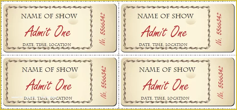 Free Printable Ticket Template Of 6 Ticket Templates for Word to Design Your Own Free Tickets