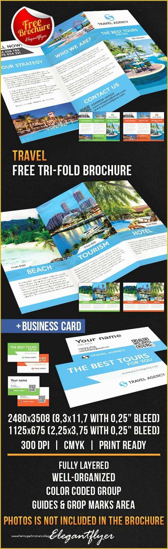 Free Printable Tri Fold Brochure Templates Of Travel Tri Fold Brochure – Free Psd Template – by Elegantflyer