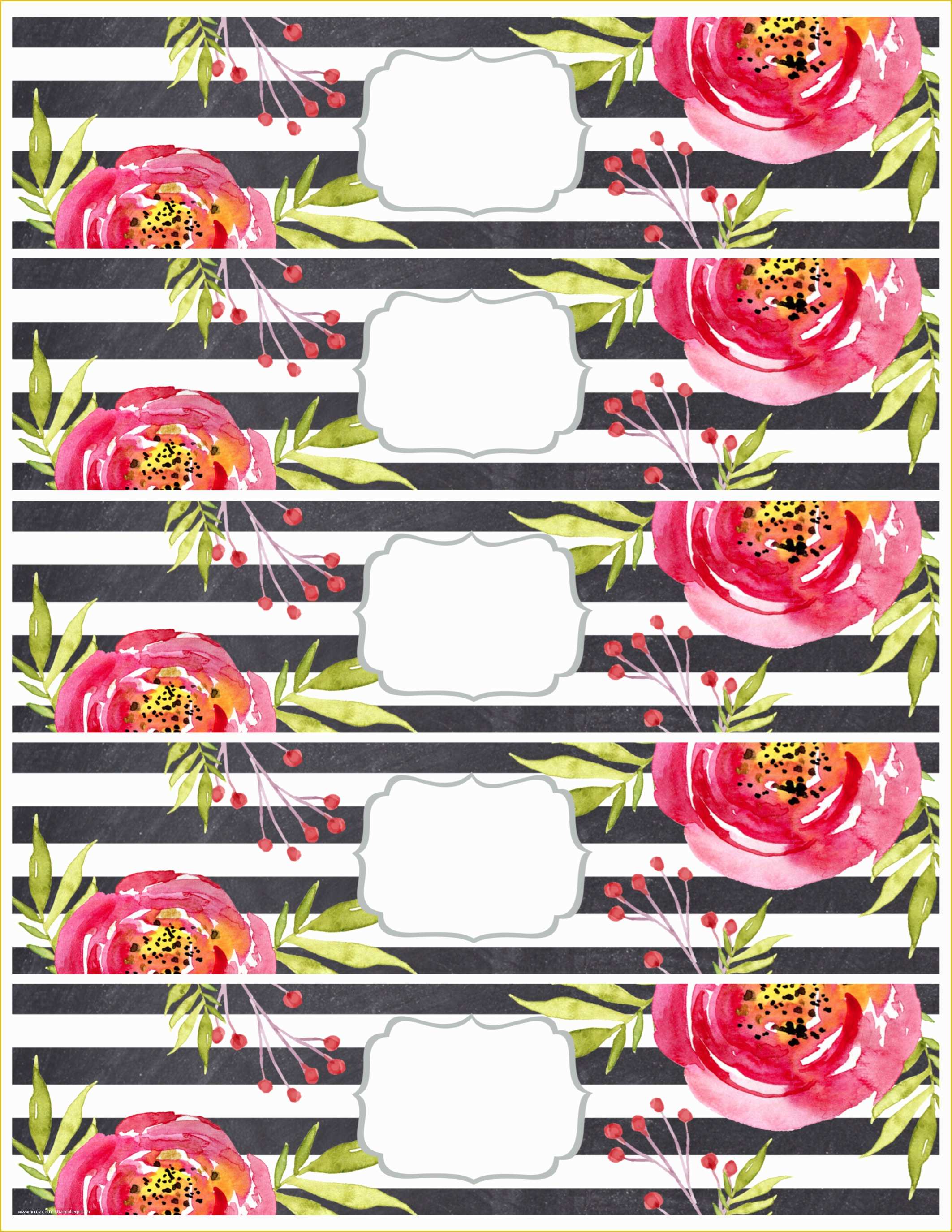 Free Printable Water Bottle Label Template Of Flower Water Bottle Labels Free Printable Paper Trail Design