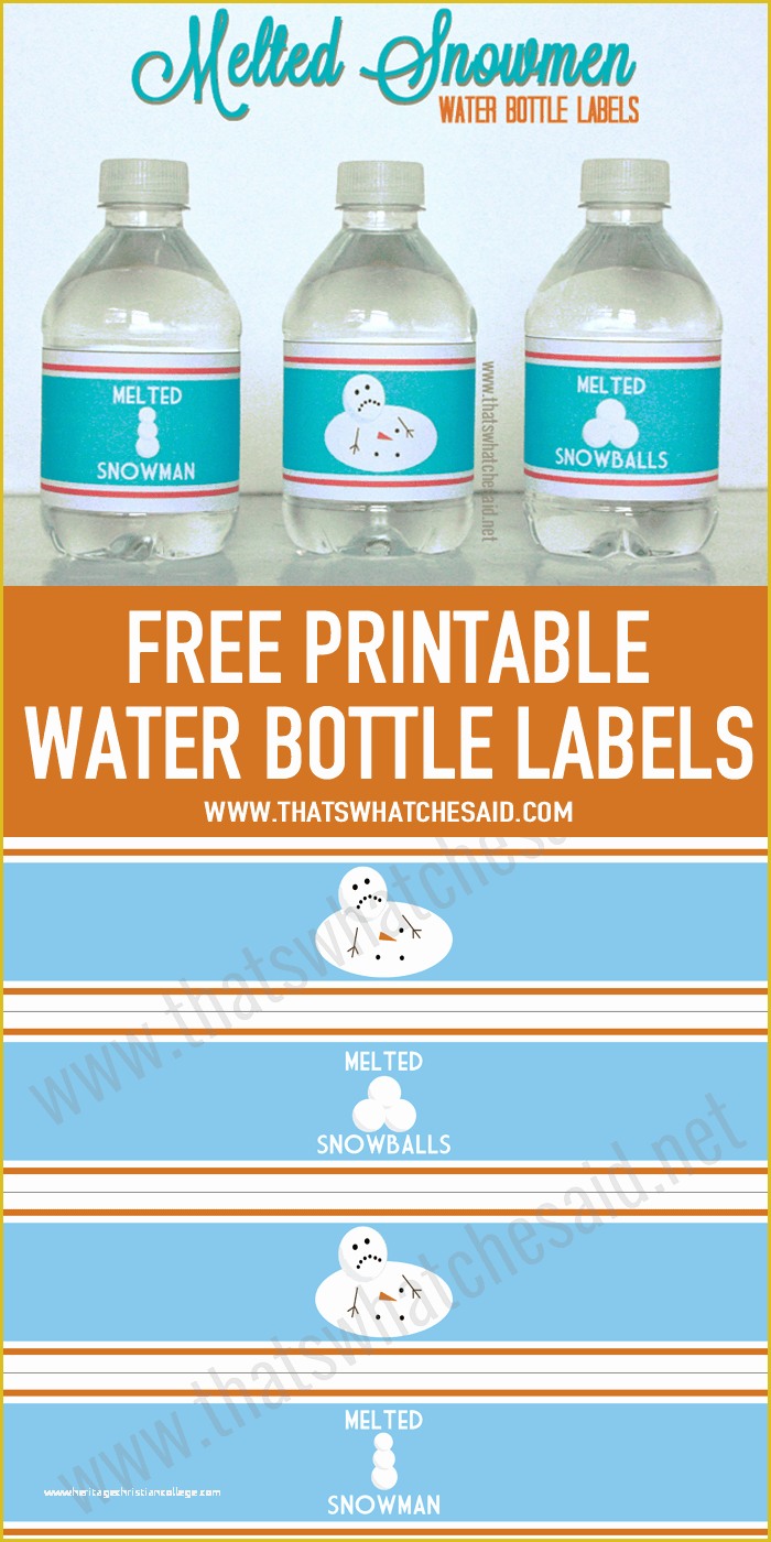 Free Printable Water Bottle Label Template Of Melted Snowman Water Bottle Labels that S What Che Said
