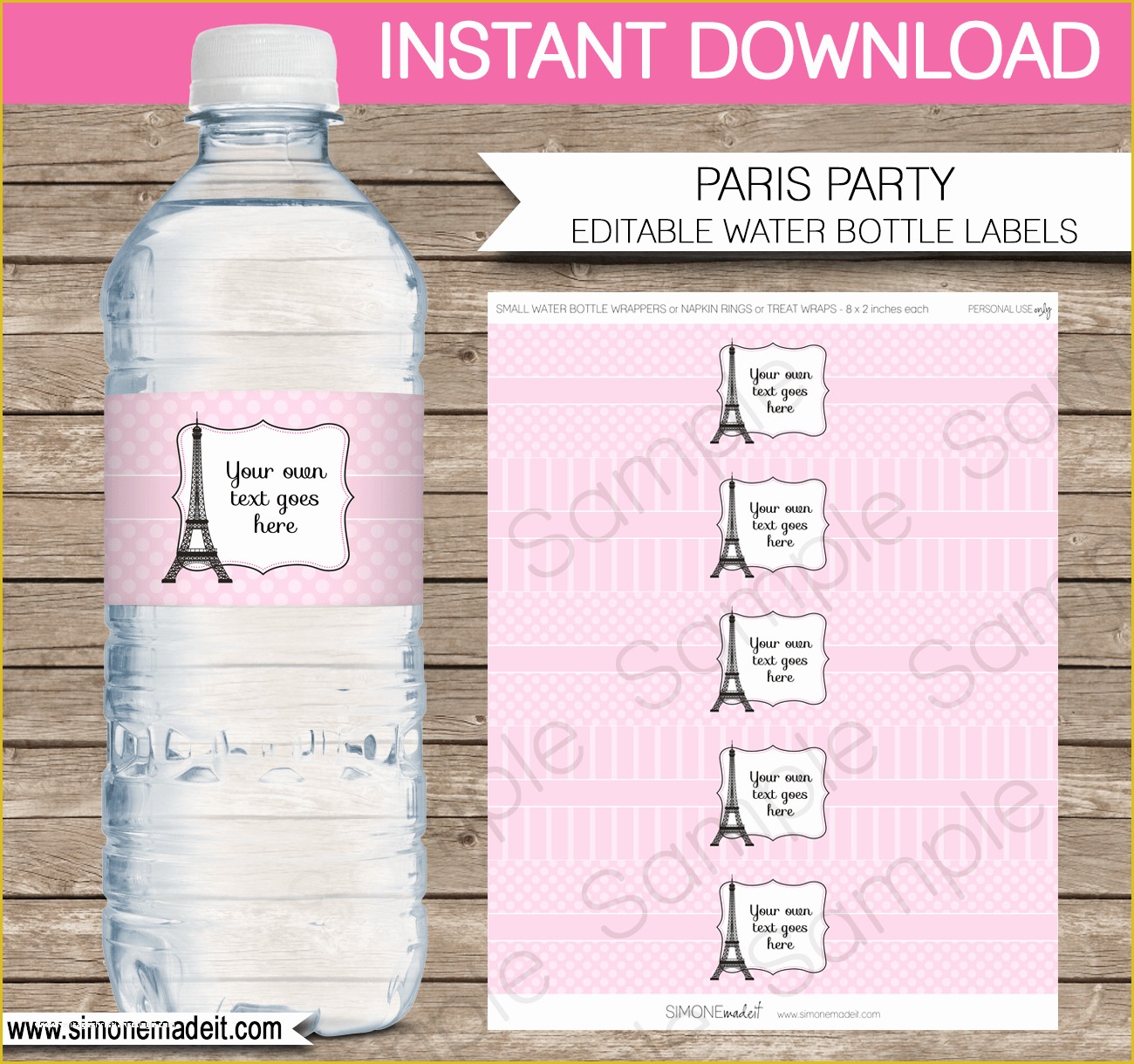 Free Printable Water Bottle Label Template Of Paris Party Water Bottle Labels