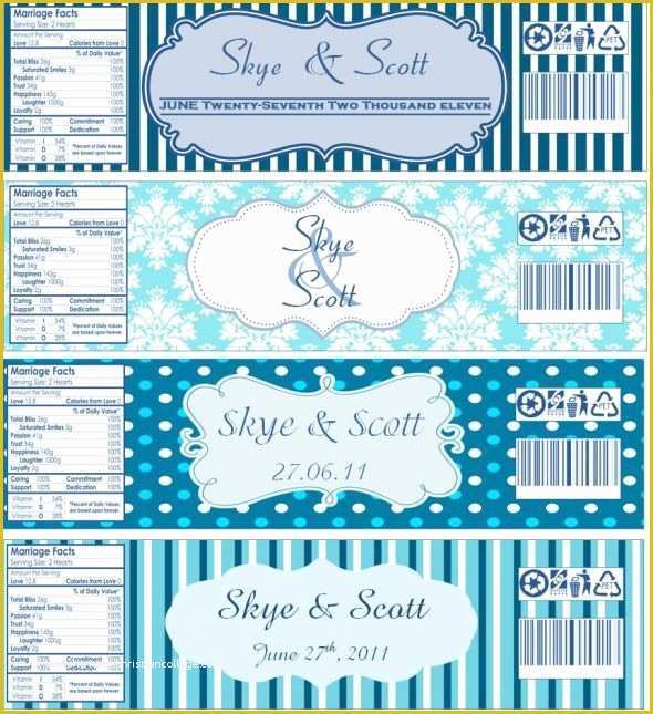 Free Printable Water Bottle Label Template Of Water Bottle Labels now with Templates Wedding Blue