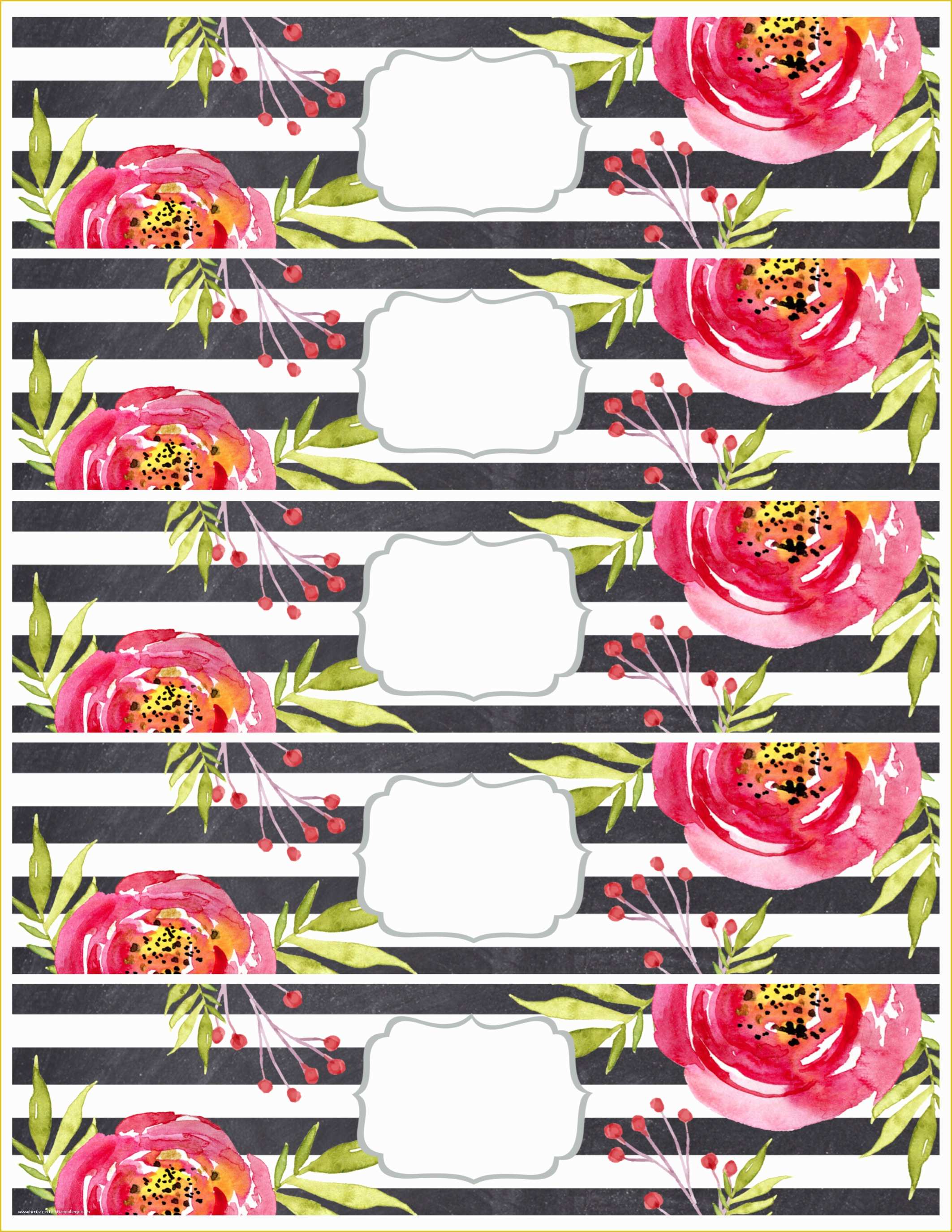 Free Printable Water Bottle Template Of Flower Water Bottle Labels Free Printable Paper Trail Design