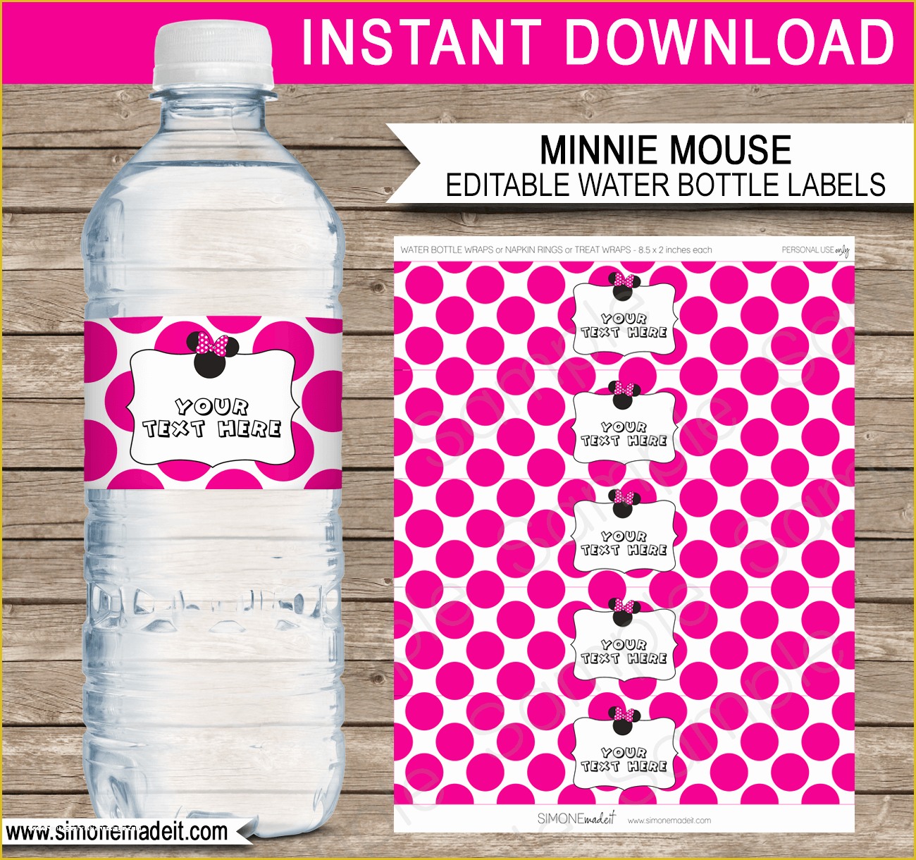 Free Printable Water Bottle Template Of Minnie Mouse Party Printables Invitations & Decorations