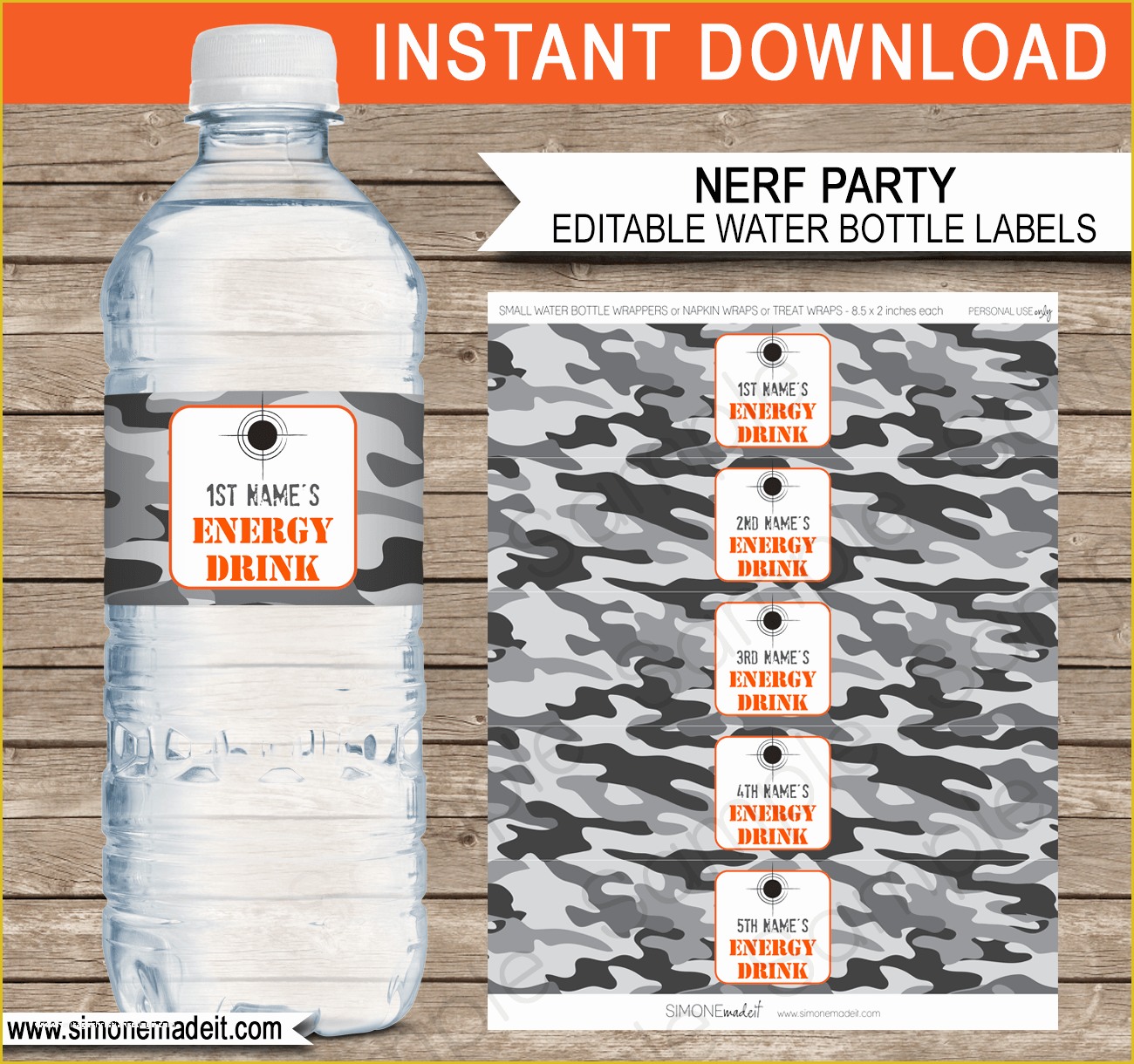 Free Printable Water Bottle Template Of Nerf Party Water Bottle Labels Template