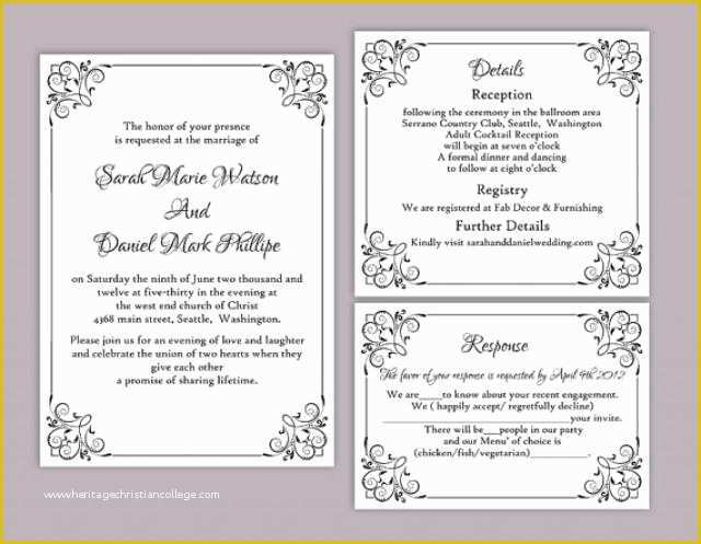 Free Printable Wedding Invitation Templates for Word Of Diy Wedding Invitation Template Set Editable Word File
