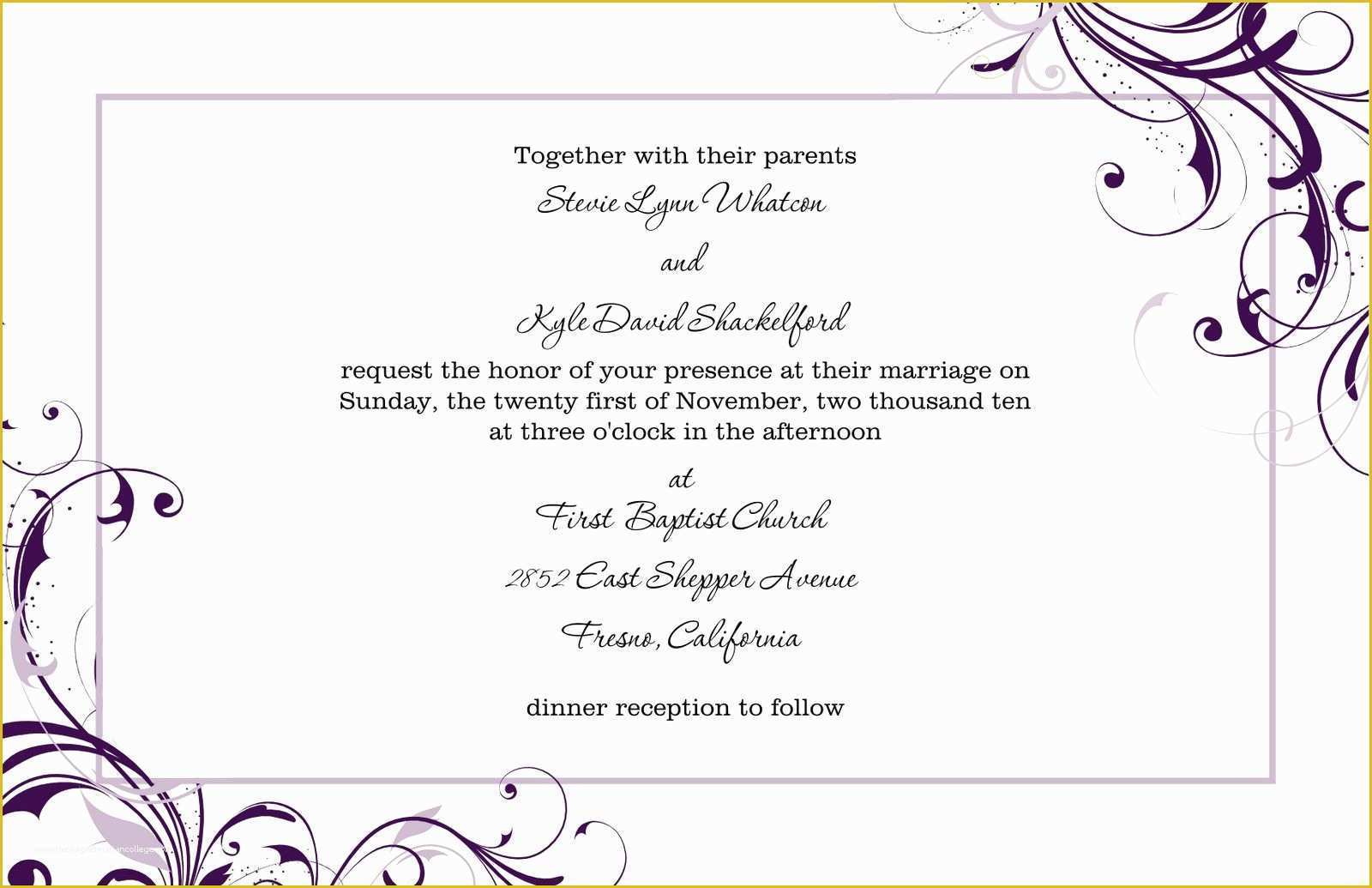Free Printable Wedding Invitation Templates for Word Of Free Blank Wedding Invitation Templates for Microsoft Word
