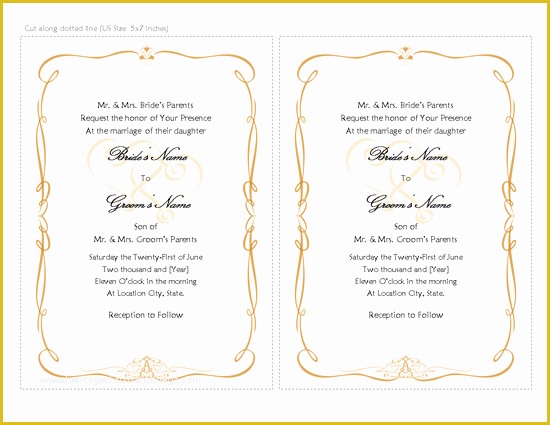 Free Printable Wedding Invitation Templates for Word Of Wedding Invitation Card Template Word