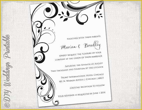 Free Printable Wedding Invitation Templates for Word Of Wedding Invitation Templates Black and White