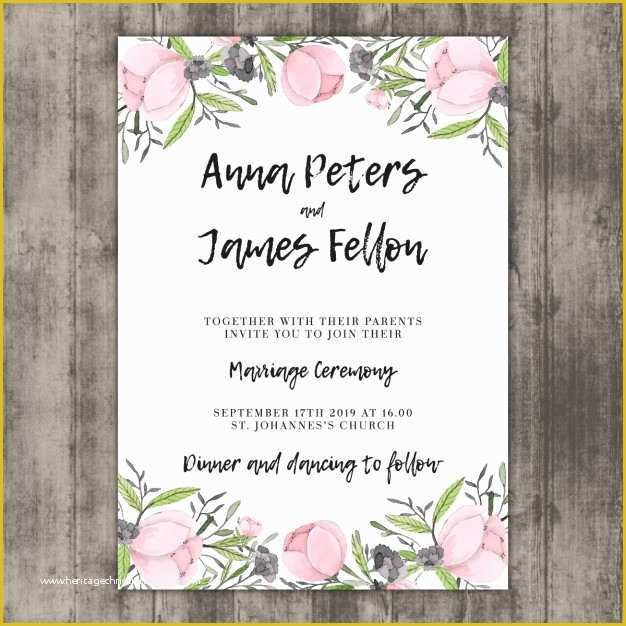 Free Printable Wedding Invitations Templates Downloads Of Floral Wedding Invitation Template On Wood Vector