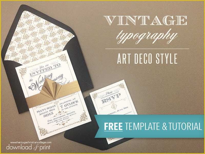 Free Printable Wedding Invitations Templates Downloads Of Free Template Vintage Wedding Invitation with Art Deco Band