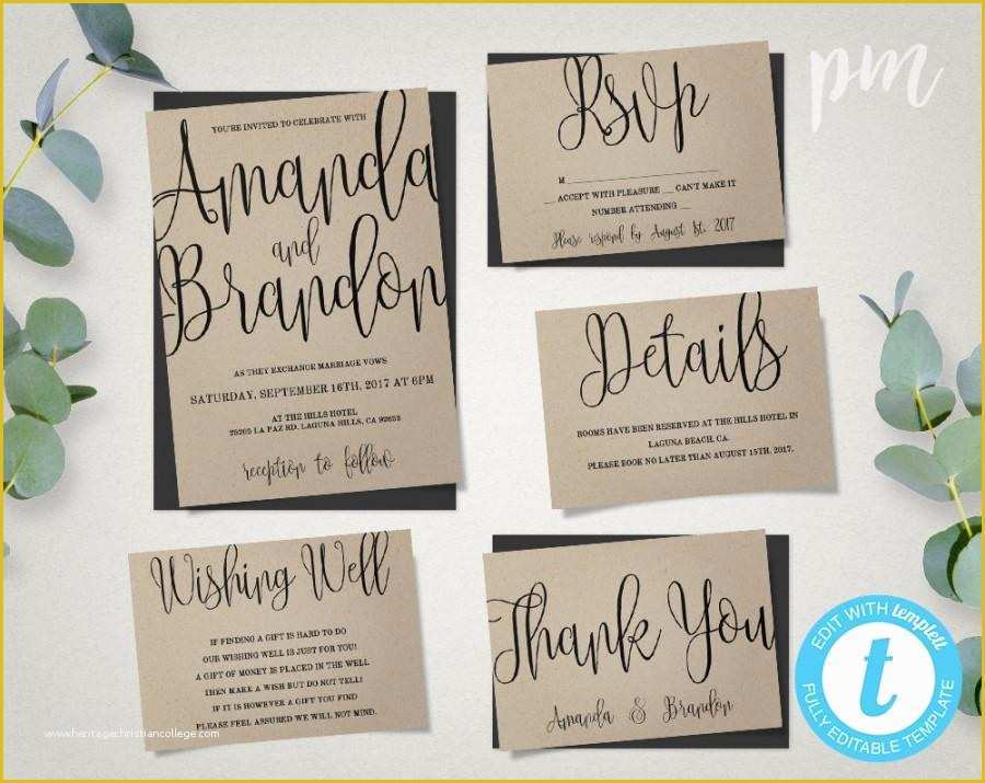 Free Printable Wedding Invitations Templates Downloads Of Wedding Invitation Template Suite Calligraphy Script